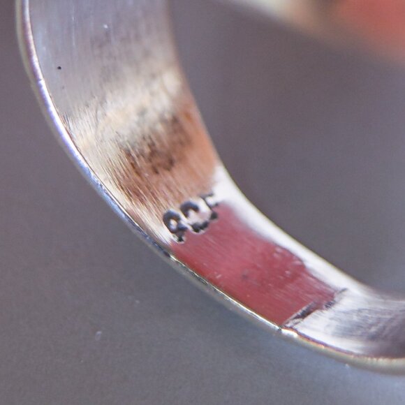 Large Sterling Silver & Aventurine Modernist Ring (Size 7.75) - Picture 15 of 17